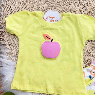 Conj. Blusa Maçã e Short Saia Frutinhas - Verde Neon